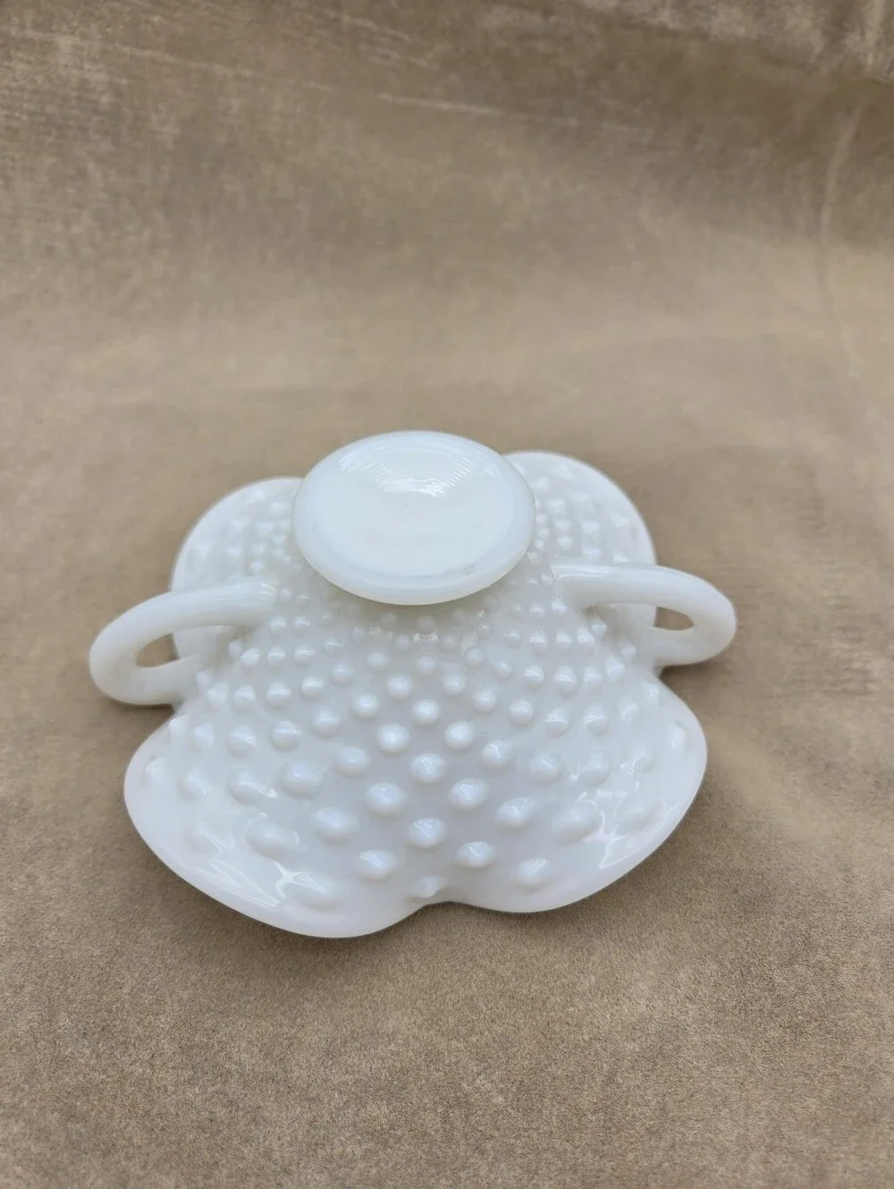 Vintage Ruffled Milk Glass White Hobnail Bowl Christmas Holiday Decor